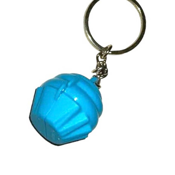 Tupperware Mini Keychain Cupcake Shape Vintage Blue Silver Chain New NIP - Picture 1 of 3